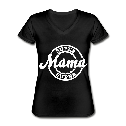 Super Mama V-Neck Tee black - Loyalty Vibes