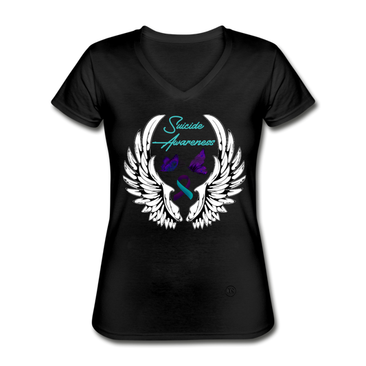 Survivor Of Suicide V-Neck Tee black - Loyalty Vibes