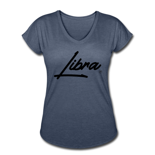 Sassy Libra Women's V-Neck T-Shirt navy heather - Loyalty Vibes