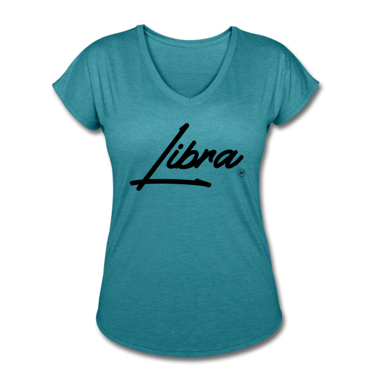 Sassy Libra Women's V-Neck T-Shirt heather turquoise - Loyalty Vibes