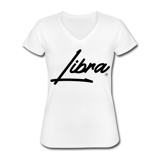 Sassy Libra Women's V-Neck Tee white - Loyalty Vibes