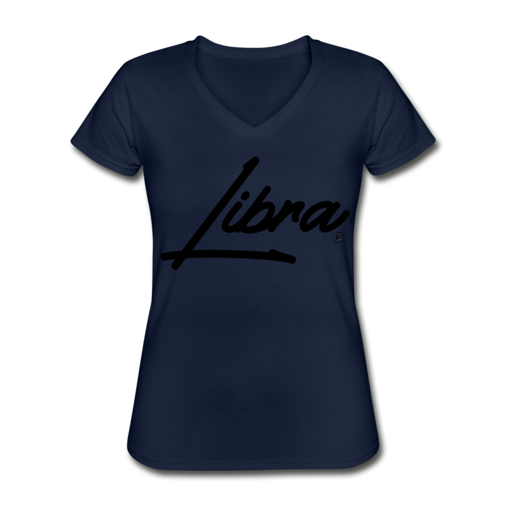 Sassy Libra Women's V-Neck Tee navy - Loyalty Vibes