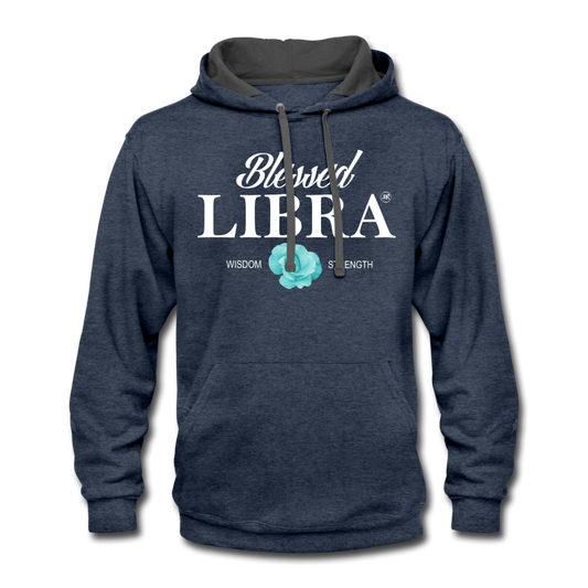 Blessed Libra Men's Hoodie - White indigo heather asphalt - Loyalty Vibes