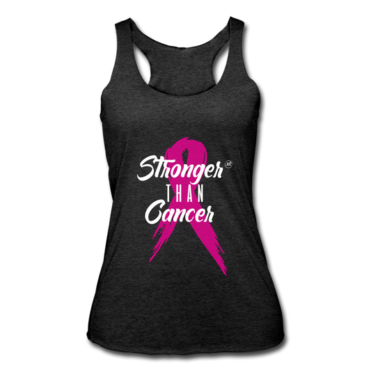 Stronger Than Cancer Women's Athletic Tank Top heather black White - Loyalty Vibes