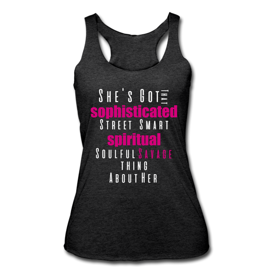 Sophisticated Savage Women’s Tri-Blend Tank Top heather black - Loyalty Vibes