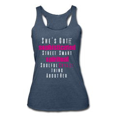 Sophisticated Savage Women’s Tri-Blend Tank Top heather navy - Loyalty Vibes