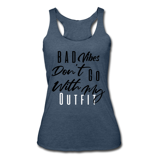 Bad Vibes Women's Tri-Blend Tank Top heather navy Black - Loyalty Vibes