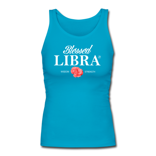 Blessed Libra Women's Fitted Tank Top blue - Loyalty Vibes