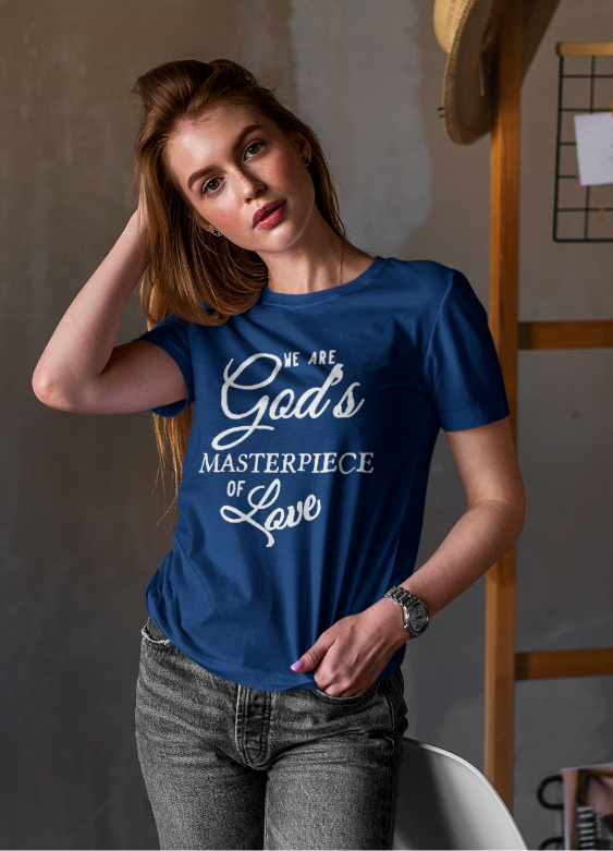 We Are God's Masterpiece Of Love Tee Navy Blue - Loyalty Vibes