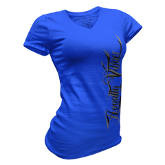 Women's Street Style Magnitude Logo V-Neck Tee Blue - Loyalty Vibes